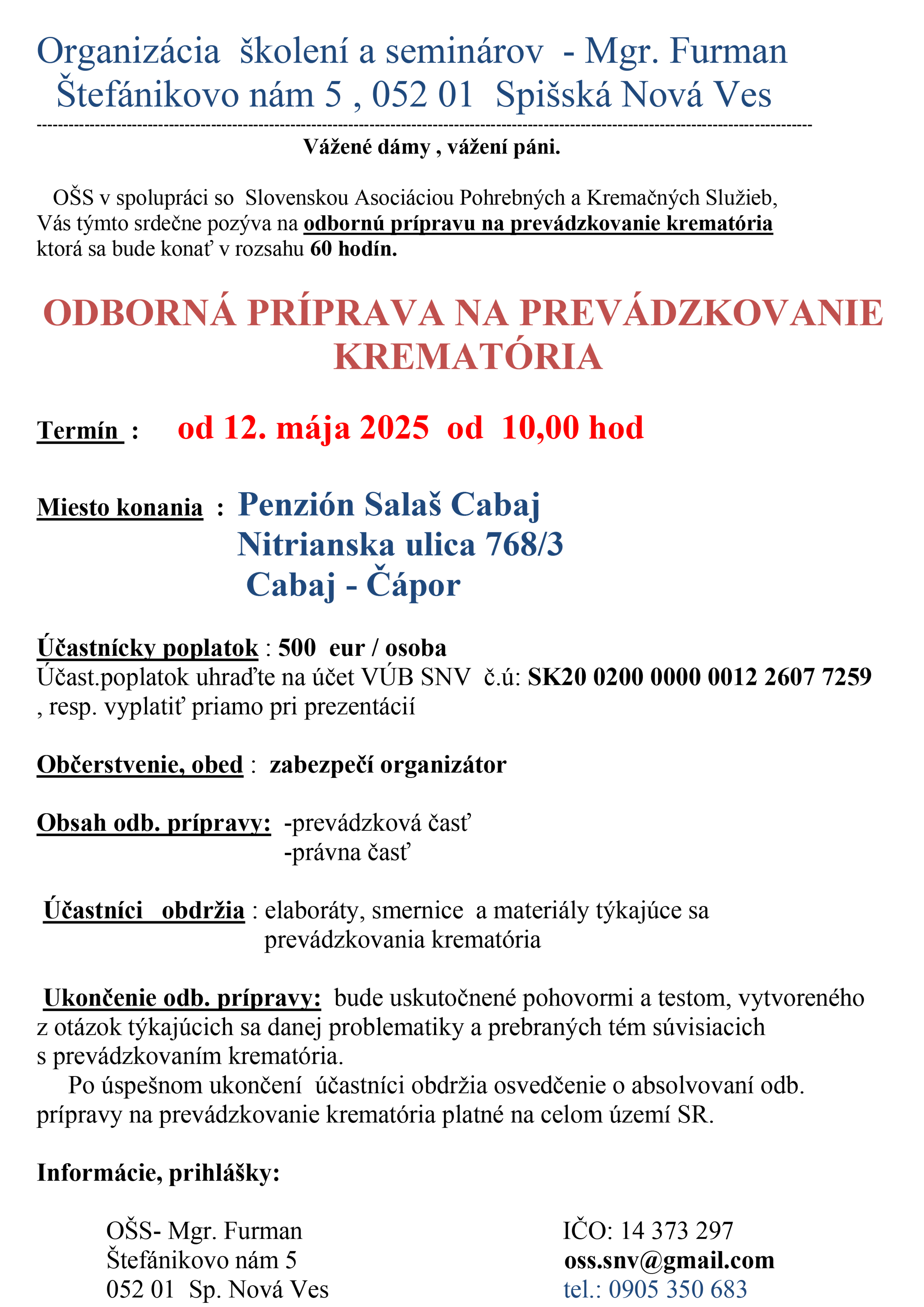 Prevádzkovanie krematória