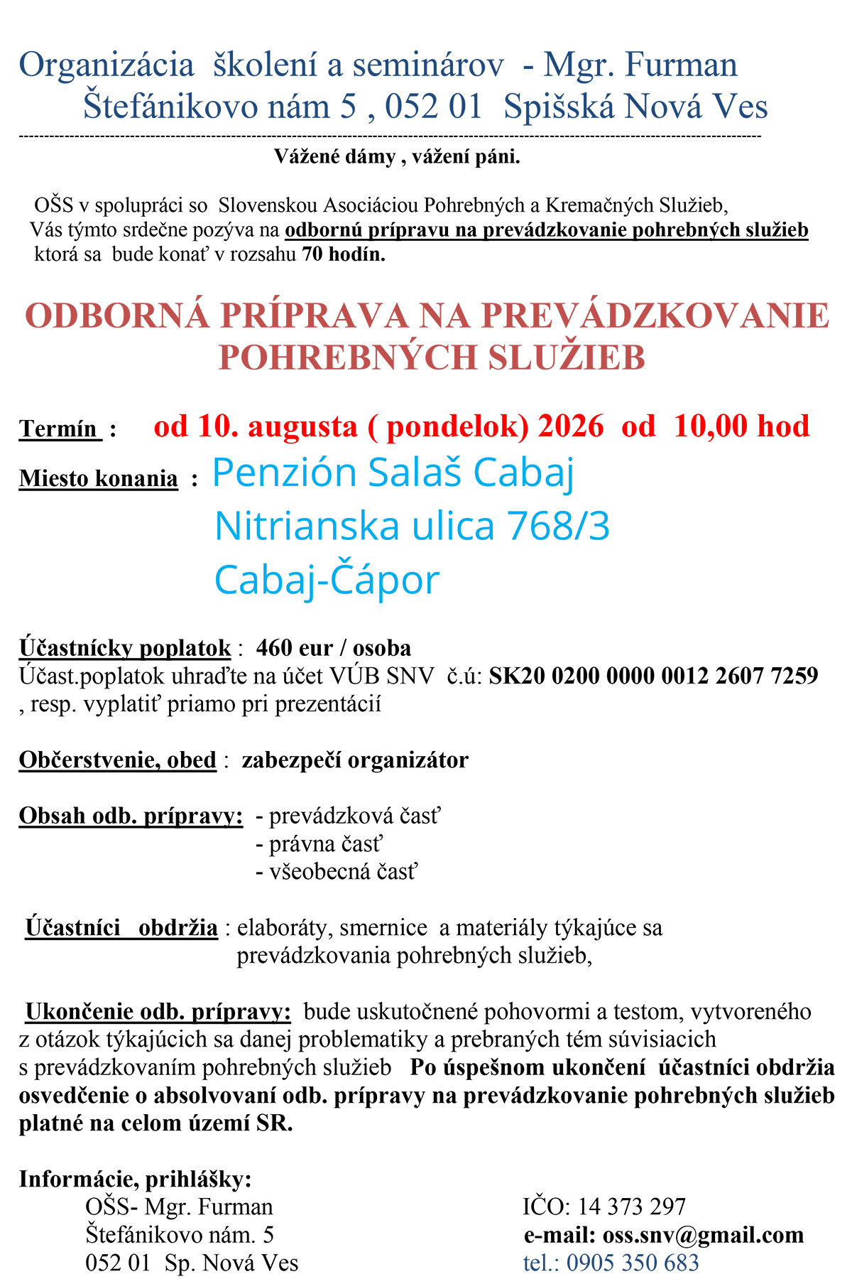 Prevádzkovanie pohrebných služieb