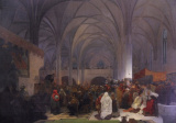 Kázanie majstra Jana Husa v Betlehemskej kaplnke. (zdroj: wikipedia) 