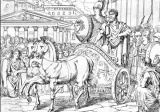 Peisistratos (na voze vpravo) prechádza ulicami starovekých Atén. (zdroj: wikipedia)