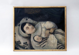 Epitaf Marie Reginy Gerambiové, zosnulej v 22 rokoch, spolu so svojím práve narodeným dieťaťom medzi 8. a 9. hodinou dopoludnia 16. novembra 1665