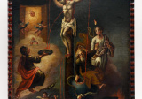 Vykupiteľská úloha Ježiša Krista a posledný súd, olej na plátne, naivná ľudová práca z druhej polovice 19. storočia.